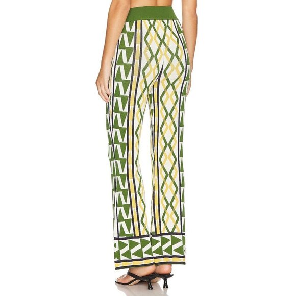 Misa Los Angeles Rialta Pants in Limoncello Geo Large New Womens Knit Trousers - Picture 2 of 14